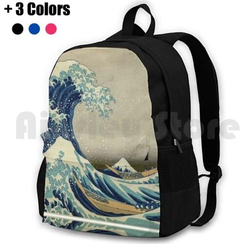 The Great Wave Outdoor Hiking Backpack Waterproof Camping Travel Japanese Asian Foreign Wave Water Ocean Artsy Aquatic Cool