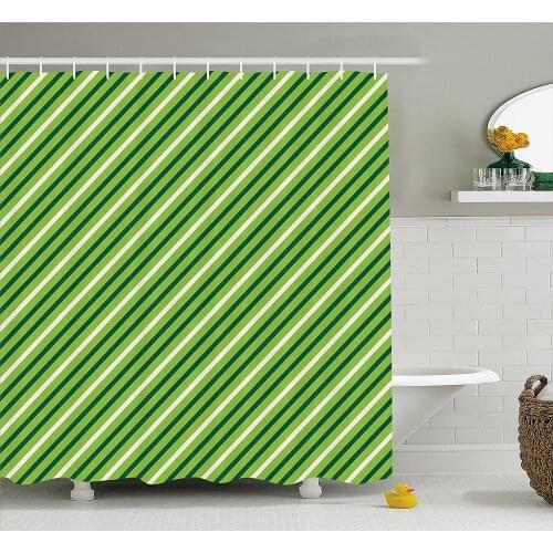 Geometric Shower Curtain Traditional Irish Striped Happy St. Patricks Day Theme Waterproof Polyester Bath Curtain With Hooks