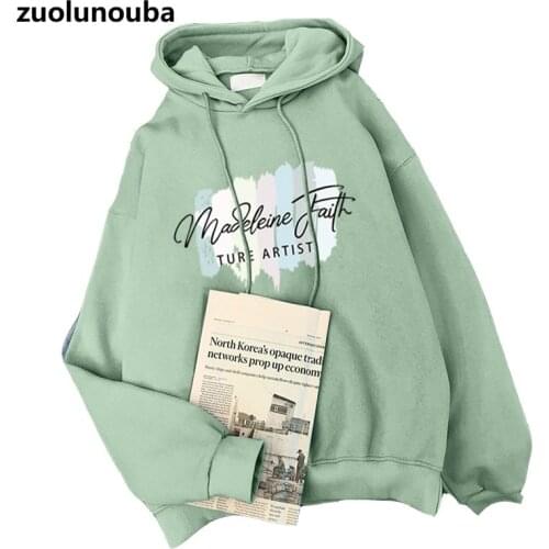 2020 Autumn And Winter Plus Velvet Thick Girl Hoodie Loose Large Size Casual Cartoon Letter Printing Harajuku Women Sweatshirt