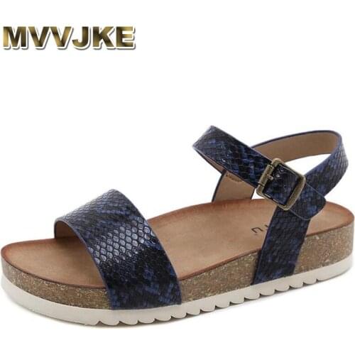 MVVJKESerpentine Casual Sandals Woman Platform Sandals Summer Female Plus Size Shoes Sandal Cork Buckle Sandals Zapatos De Mujer