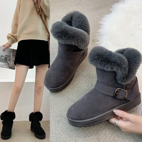 Snow boots women plus velvet thick new anti-slip soft-soled short boots ladies warm cotton shoes large size womens shoes