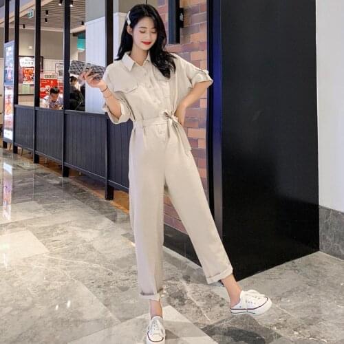 Female Casual Overalls Spring 2021 Corduroy Jumpsuits Romper Women High Fashion Button