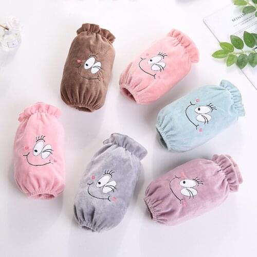 1Pair Simple Arm Sleeves Soft Polyester Oilproof Anti-fouling Cleaning Sleeve Home Kitchen Cooking Arm Protector