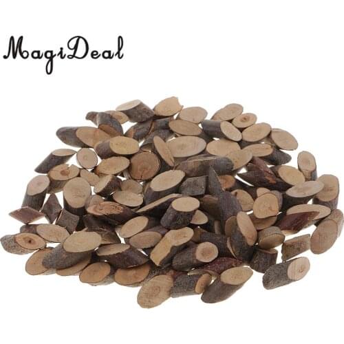 100pcs 15-20mm Natural Pine Wood Slices Logs for DIY Crafts Wood Pieces Rustic Wedding Decoration Wooden Pile Ornaments