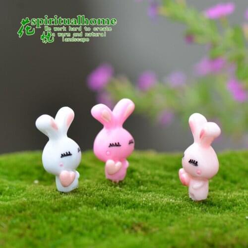 3 Pcs Moss Micro Landscape Three Embryonic Rabbit Resin Crafts Creative Combination Potted Meat Place More Miniature