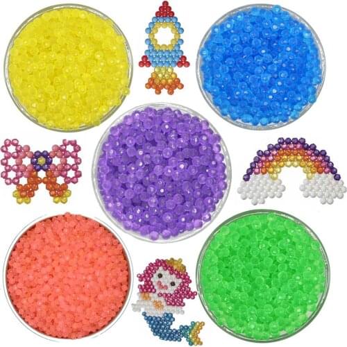 New Aqua Beads Jewel Bead Refill Pack Deluxe Studio Beads Set Water Transparent Sticky Beads Jigsaw 3D Puzzle Toys Gift 300pcs