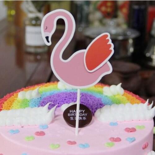 5pcs/lot pink flamingo cake topper Cakes insert card Dessert table decoration