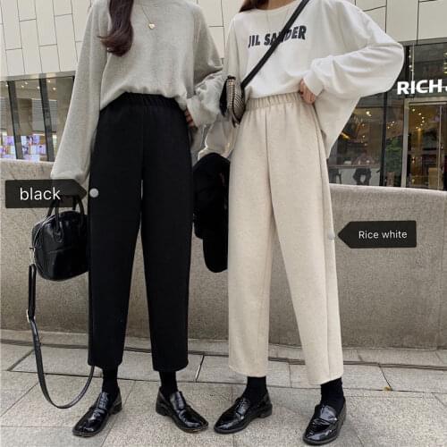 Pants Womens Elastic High Waist Casual Harajuku Women Trousers Solid Basic Simple Females Korean Style Fashion Trendy Lady Pant