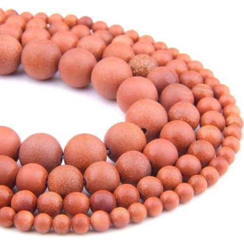 Matte Gold sand stone Beads Round Frosted Loose gold sandstone Bead Gem Stone Beads For Bracelet Jewelry Making 6 8 10 12 mm diy