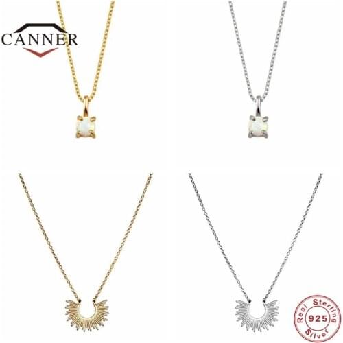 CANNER Luxury 925 Sterling Silver Necklace For Women Clavicle Chain Silver Jewelry Collares European American style Necklaces