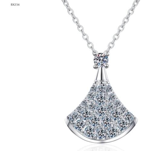 Perfect Moissanite Necklace 925 Sterling Silver 0.62CT Sector Gemstone Necklace Women Wedding Anniversary Jewelry