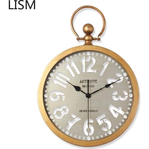 Nordic Retro Silent Dining Living Room Bedroom Home Wall Watch American Country Clock Creative Personality Large Wall Clock Saat