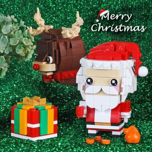 Christmas Figures Santa Christmas Tree Snowman Elk Model Creator Mini Compatible Blocks Bricks Kids Toys For Children