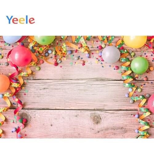 Wooden Boards Plank Balloons Ribbon Child Food Cake photography Backdrops Customized Photographic Backgrounds For Photo Studio