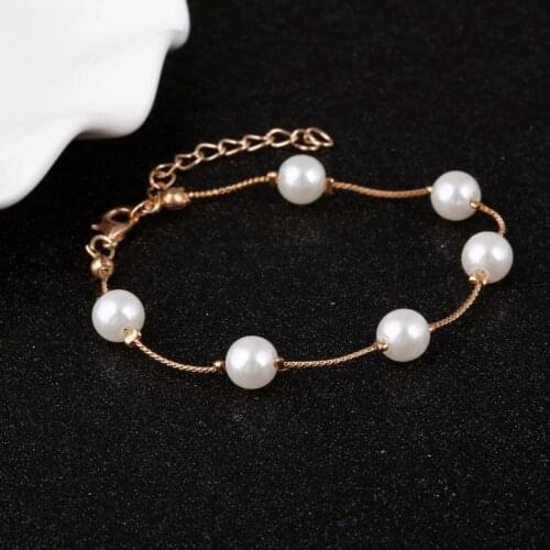 Exquisite Imitation Pearl Bracelet Rose Gold Color Bracelets Anklets Jewelry Women Gifts