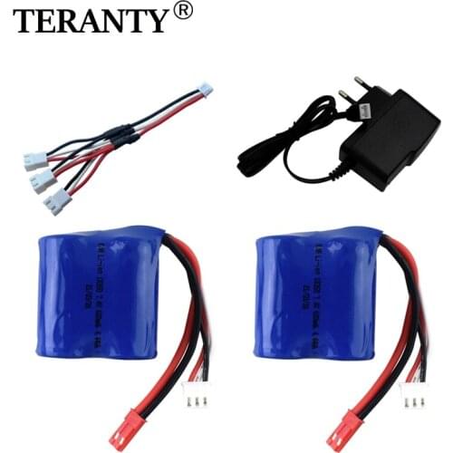 7.4V 600mAh Lipo Battery+charger for EB02 2.4G Wireless RC Boat, Circulating Water-Cooled High-Speed Boat Battery Accessories