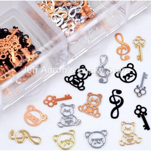 Mixed Style Black Gold Silver metal nail slice foil decals For nail art tips decorations alloy nail sequin #3