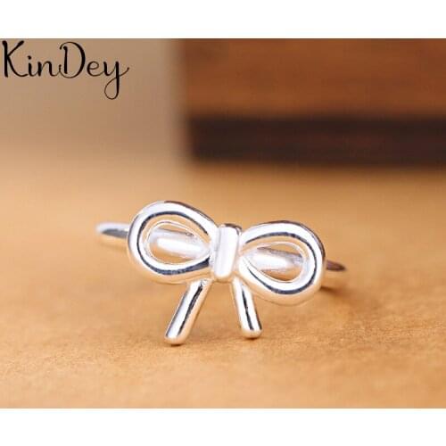 Punk Fancy Silver Color Bow Rings for Women Men Large Adjustable Size Rings aneis