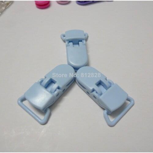 25pcs 3/4" 20mm Wide Pastel Blue Color Plastic Suspender Clips