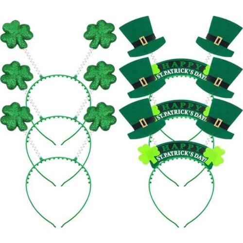 Behogar 6pcs Saint St Patricks Day Lucky Charm Green Hair Hoop Headwear Headband Costume Accessories for Irish Fun Party