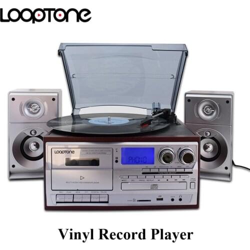 LoopTone Turntable Player Bluetooth-compatible Vinyl Record Player Cassette Player MP3 Player CD Player USB Recorder AM/FM Radio