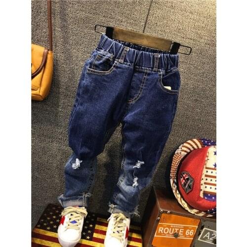 Children Broken Hole Pants Trousers Baby Boys Jeans Brand Fashion spring and autumn 2-6Yrs Kids Trousers Children Clothing AQ807