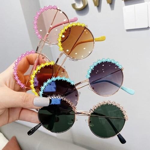 SomeCool Vintage Round kids Sunglasses Metal Frame Flower Decorate Baby 3-7 yr Boy&girl Glasses Beach Travel glasses UV400 n351