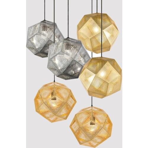 Modern Industrial Pendant Lights Hotel/Restaurant/Bar Pendant Lamps Gold/Silver Stainless Steel Art Geometry Net Lighting