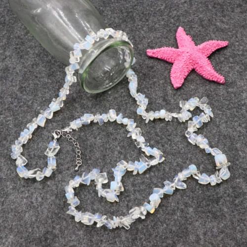 Trendy Long Sweater Chain Strand Necklace Bracelet Jewelry Set for Women Transparent Opal Stone Sets Charms Party Gift 80cm B195