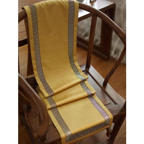 High-grade Luxury Table Runners Classical Chinese Style Embroidered Lace Rectangular Table Cloth Champagne Home Table Covers