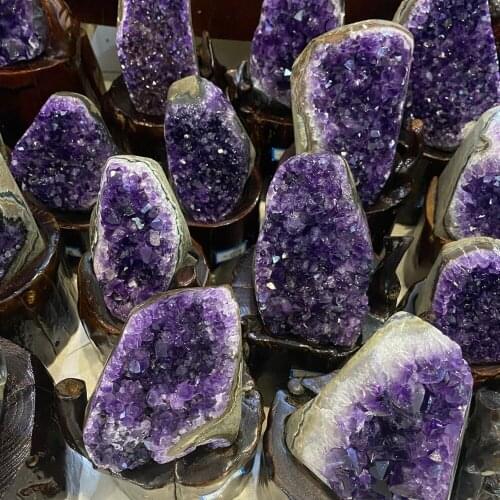 1pcs Natural Purple Amethyst Geode Quartz Cluster Crystal Specimen Energy Healing Stone Home Decor Ornaments