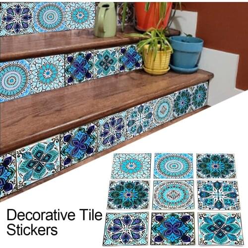 10pcs Mandala Decorative Tile Stickers Floor Stickers Wall Stickers Moroccan Tiles Waterproof Self Adhesive Backsplash Home Deco