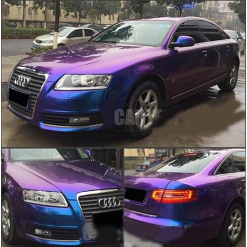15x1.52M High Gloss Chameleon Glitter Purple Dark Blue Car Body Wrap Vinyl Decals Air Release Film Color Change Stickers