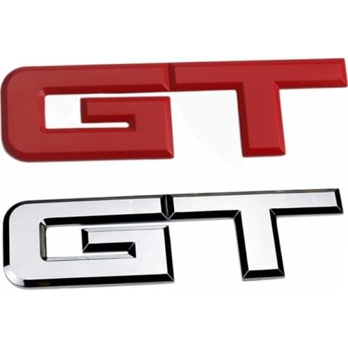 2pcs 3D Gt Logo Car Sticker Fashion Car Decor Sticker For Ford Mustang Focus Mk 1 2 3 7 Mondeo Car Styling - Red & Silver