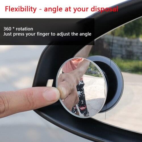 2pcs Car Blind Spot Mirrors 360 Degree Adjustable Frameless Round Convex Blindspot Rearview Mirror for Parking