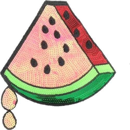 2 Pieces/lot Large Pink Watermelon Sequined Iron on Patches for Clothes Sequins Fruit Patch DIY Craft Sewing Decoration