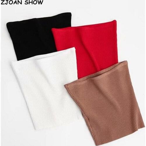 2019 New Sexy Knitting Strapless Corset Camisole Tank Top Backless Casual Cropped Top Women Knitted White Skinny Cami Top