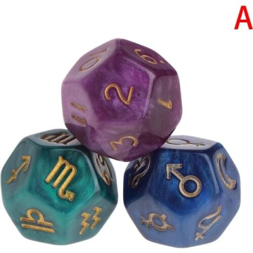 3pcs Multicolor 12 Sided Resin Dice Astrology Tarots Constellation Divination 53CD