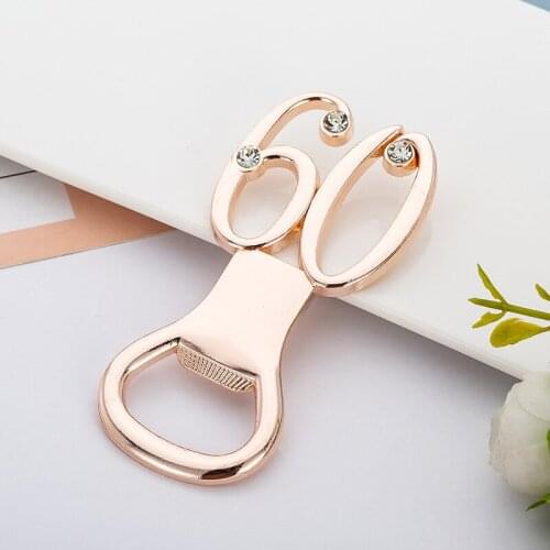 50 pcs gold Digitale 60 Opener Bier Flesopener bruiloft Verjaardag Party Giveaway Gift Voor Gasten