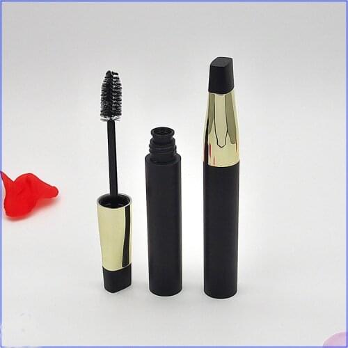 7 ML Eyelash Tube Empty Black-Gold Eye Lash Container with Brush Portable Refillable Cosmetic Compact Dia 18mm Lip Gloss Tube