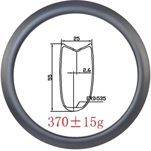 370g 700C 55mmx25mm Asymmetry Tubular disc brake carbon rim 55mm deep UD 3K matte glossy Road gravel bike 18H 20H 24H 28H wheels