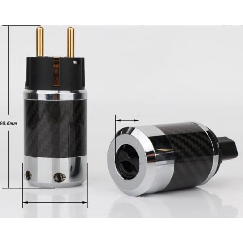 BCF4-EG Hi-End Carbon Fiber Gold Plated With gasket European standard AC Power Plug IEC Female Plug Hifi Schuko Power Connector