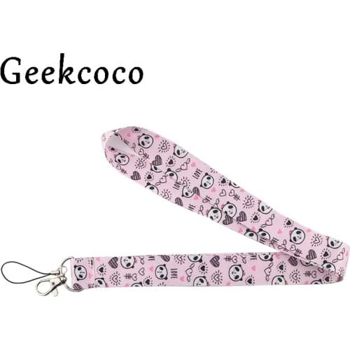 Cute Cartoon panda animal Floral lanyards key in mobile phone straps necklace card holders webbing ribbon keychain keyring J0436