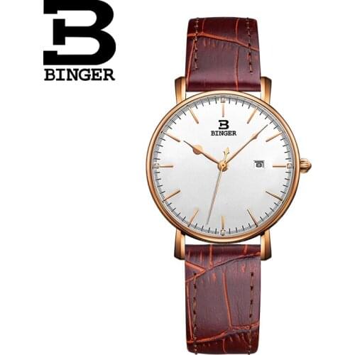 Brand BINGER Watches Men Women Fashion Casual Sport Clock Classical Leather Male Quartz Wrist Watch Relogio Masculino Feminino