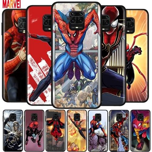 Marvel hero SpiderMan Art Soft TPU Cover For Xiaomi Redmi Note10 10S 9T 9S 9 8T 8 7 6 5A 5 4 4X Prime Pro Max Black Phone Case
