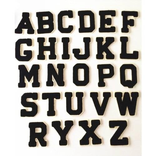 Black English Letters Towel Embroidered Alphabet Patches For Clothing Bags Jacket Sew On Accessories DIY Name Patch Applique