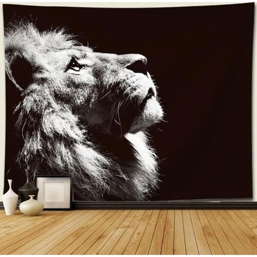 Black white animal lion Tapestry Decor Hippie macrame wall hanging tiger wall tapestry mandala tapestry Home Decorations