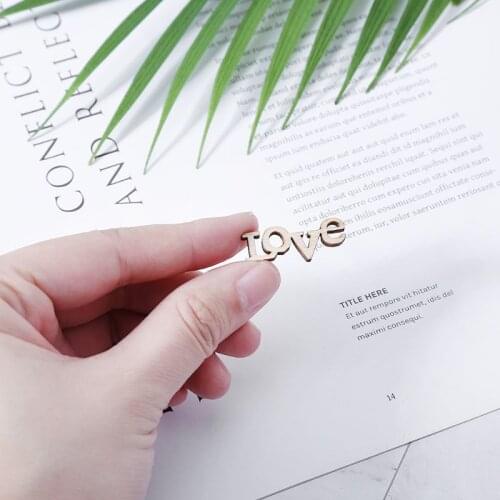 100 pcs Laser Cut Wood Embellishment Wooden LOVE Letter Shape Craft Wedding Decor 19QB