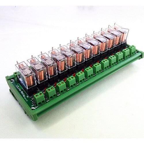 DIN Rail Mount 12 SPDT 16A Power Relay Interface Module,G2R-1-E DC24V Relay