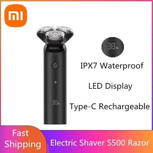 Xiaomi Mijia Electric Shaver S500 Razor for Men Dry Wet Beard Beard Hair Trimmer Rechargeable 3D Head IPX7 Washable Dual Blade